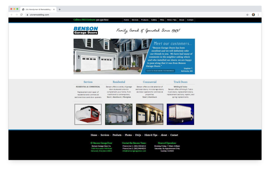 Benson Garage Doors Website WebsiteGURL